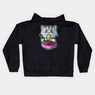 Cat Ramen Bowl Kawaii Neko Anime Japanese Noodles product Kids Hoodie